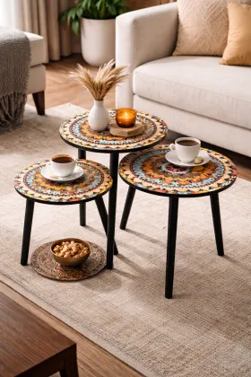 طقم طاولات مزخرفة 3 قطع موديل X-2509